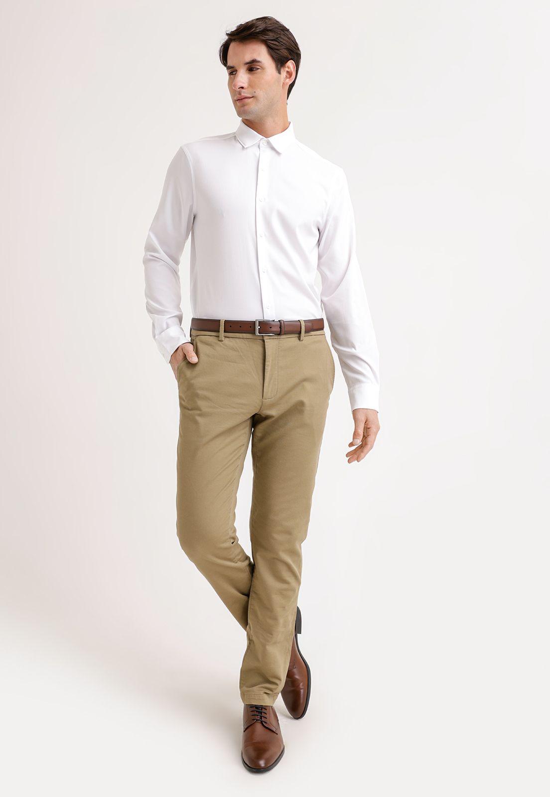 Camisa Hombre Manga Larga Stretch Blanco-3