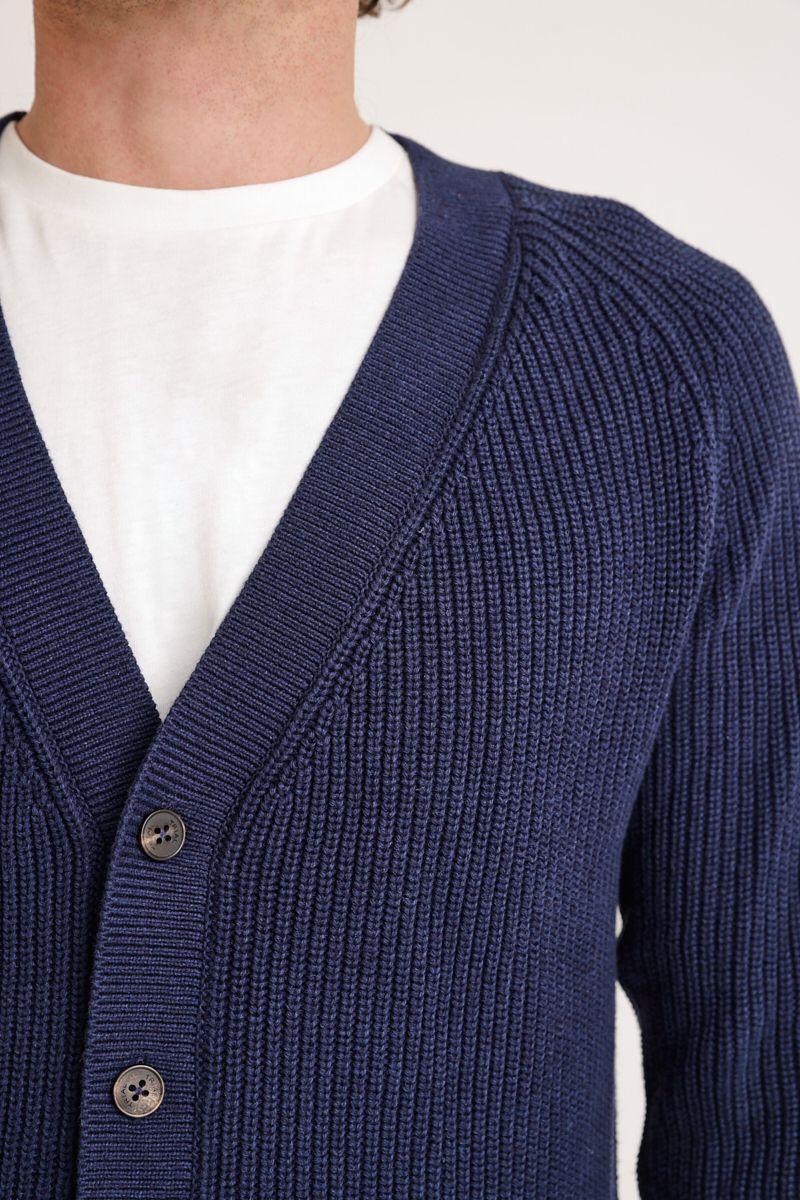 Cardigan de hombre tejido azul marino-2