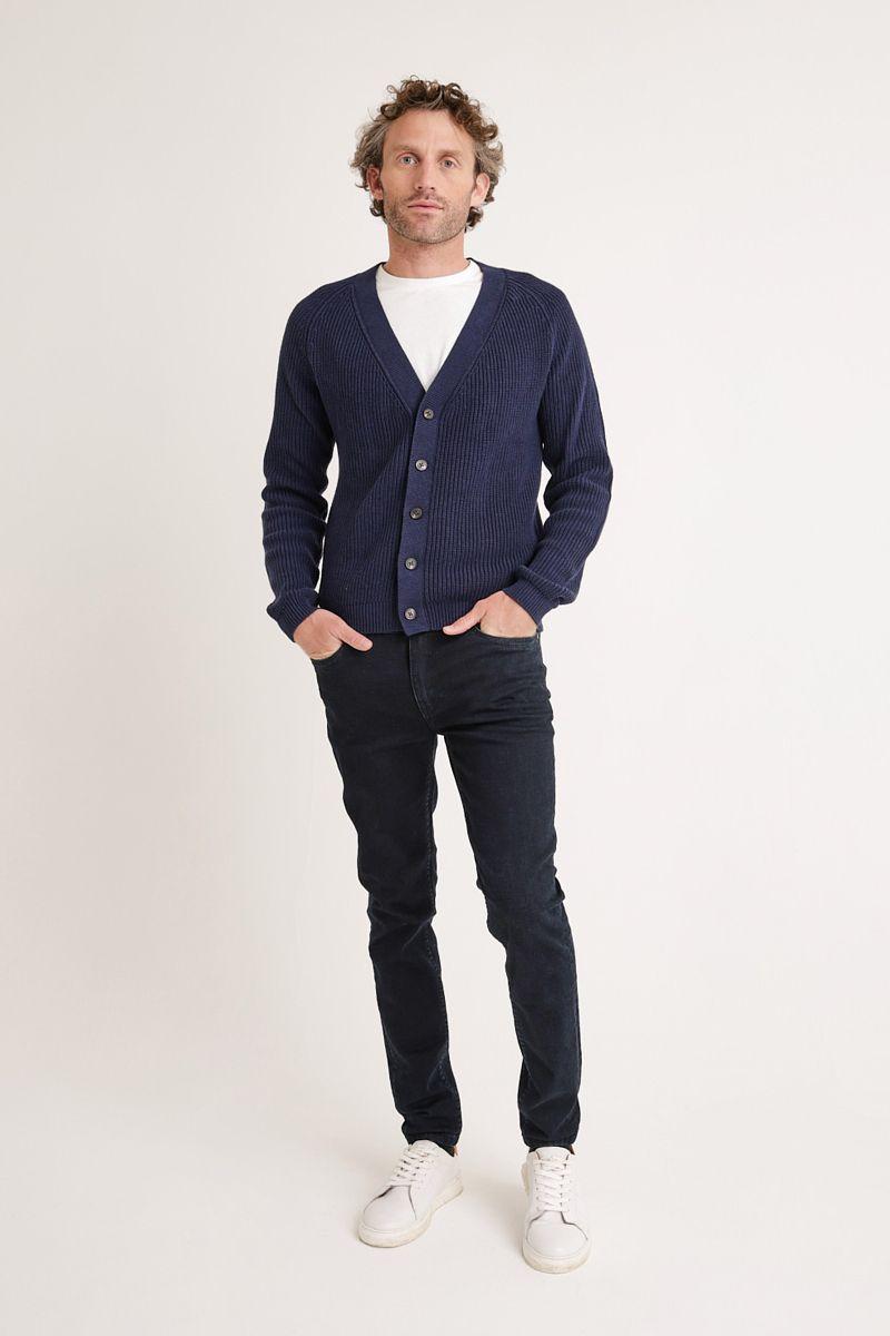 Cardigan de hombre tejido azul marino-3
