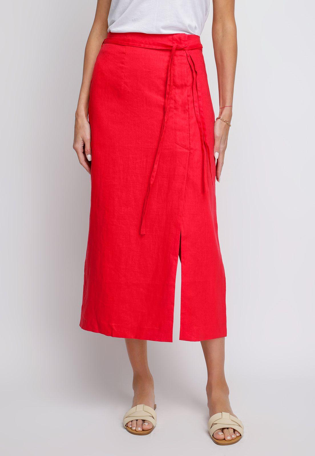 Falda De Mujer Irene Rojo-0