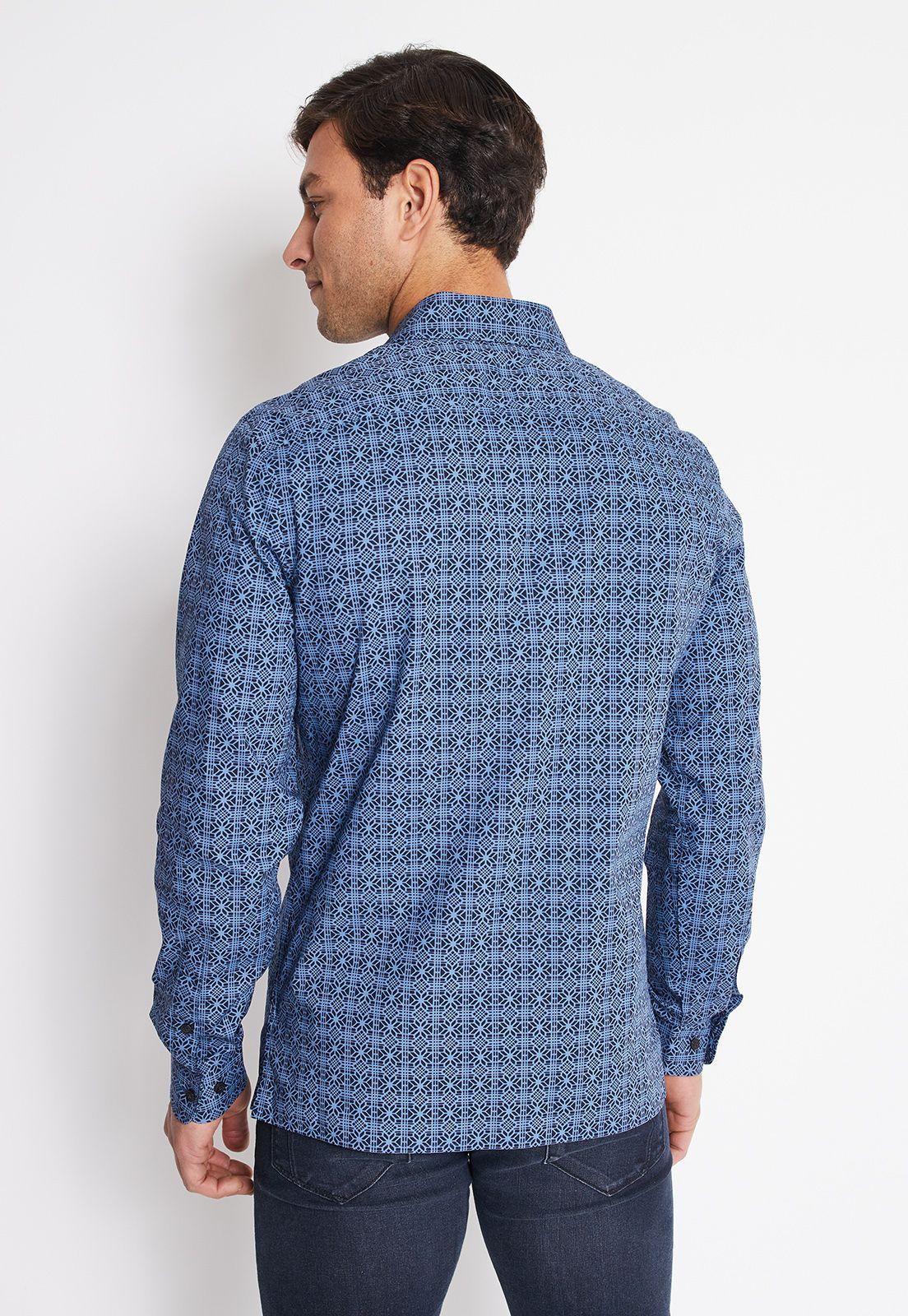 Camisa Hombre Manga Larga Stretch Estampada-1