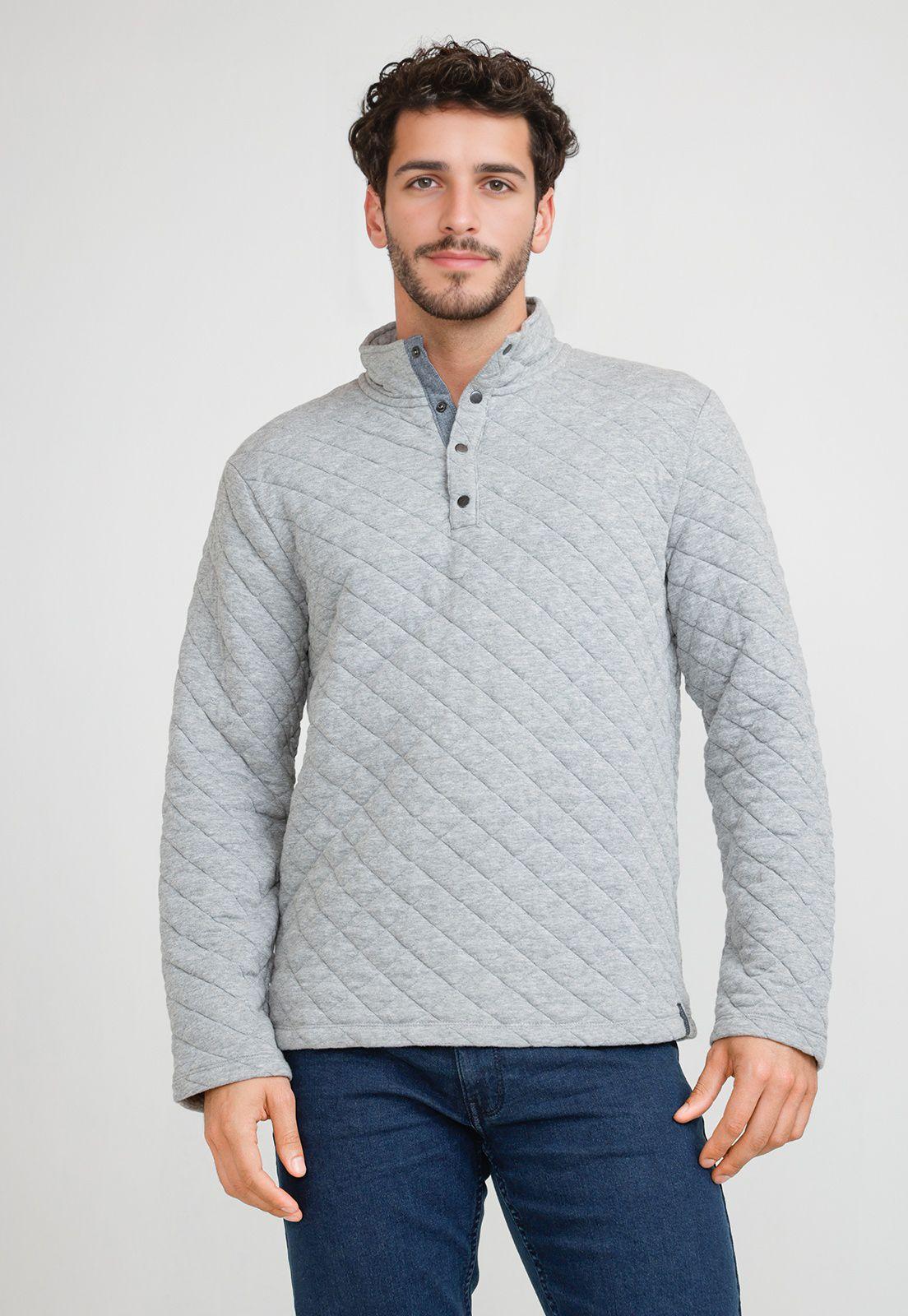 Polerón Hombre Cuello Alto Gris Melange-0
