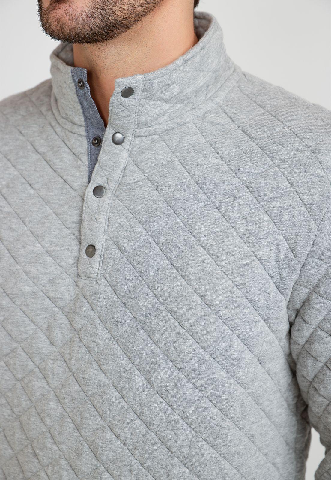 Polerón Hombre Cuello Alto Gris Melange-2