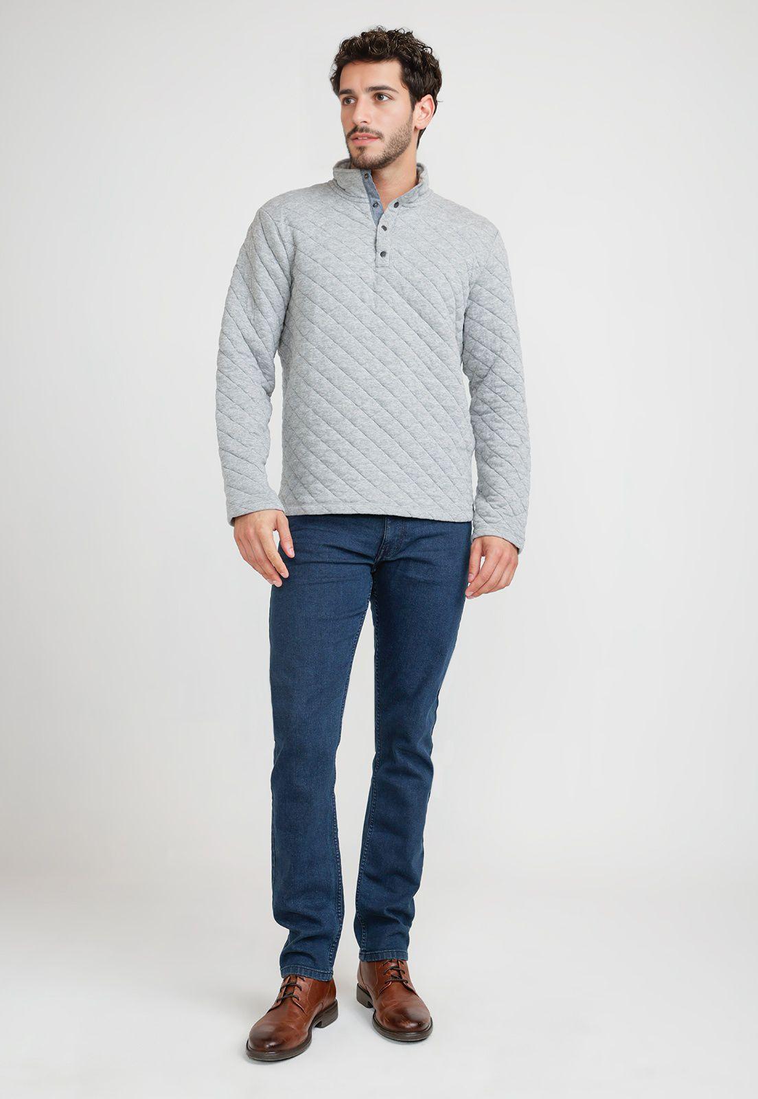Polerón Hombre Cuello Alto Gris Melange-3