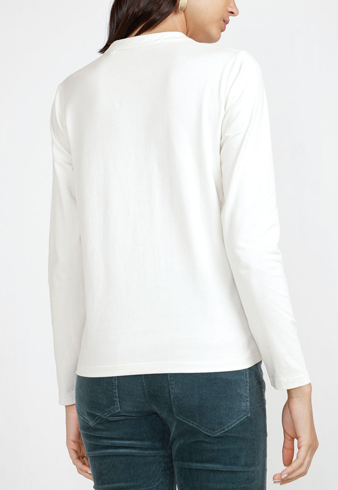 Polera Abotonada Manga Larga Mujer Algodón Peruano Crudo-1