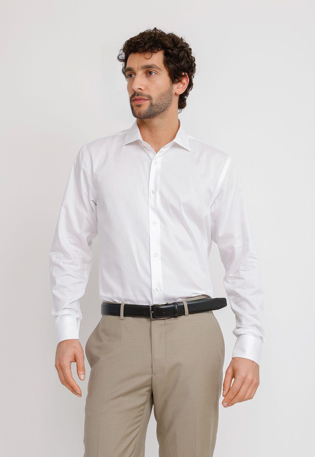 Camisa Hombre Formal Algodón Vercelli Blanco-0