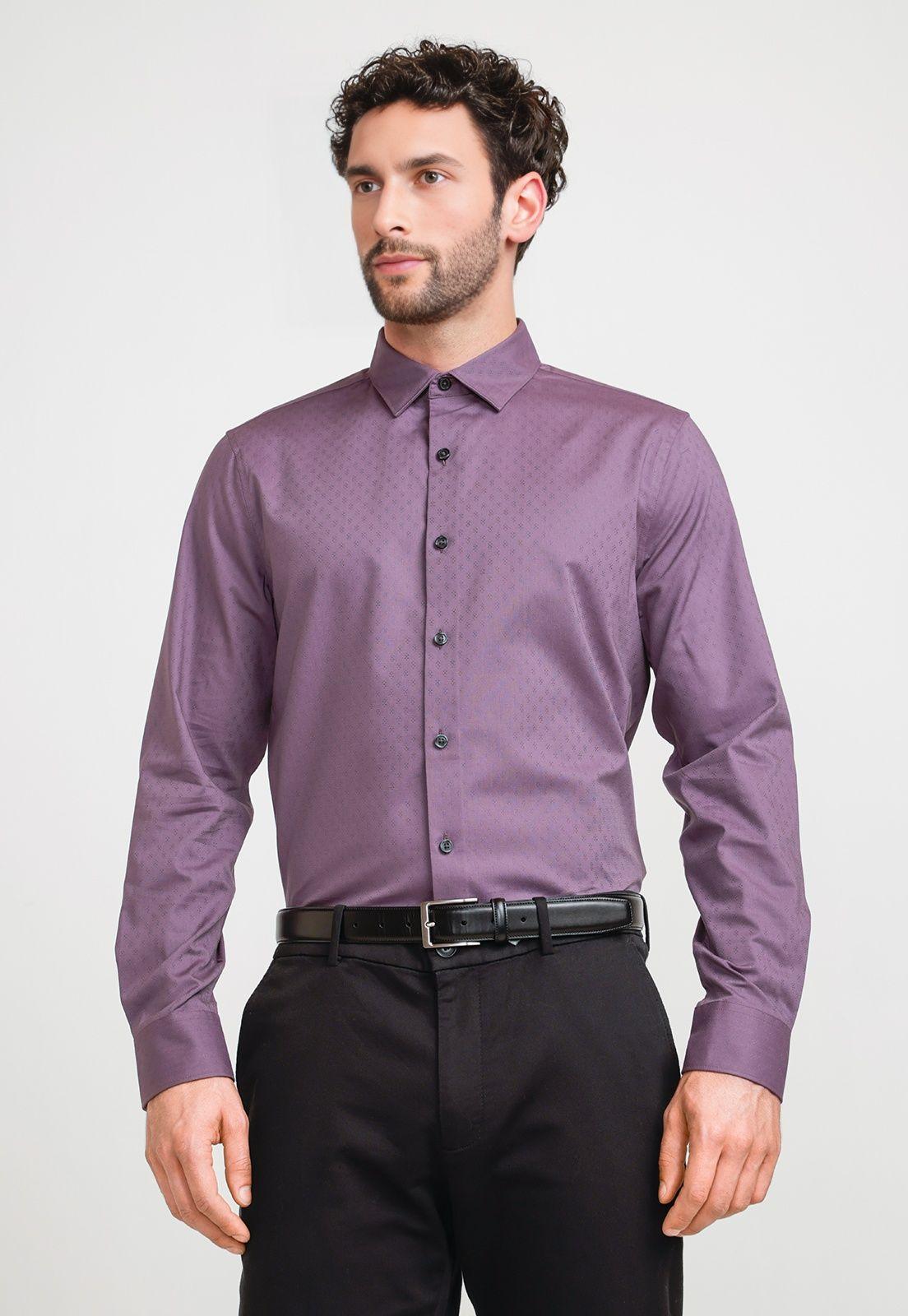 Camisa Hombre Jacquard Morado-0