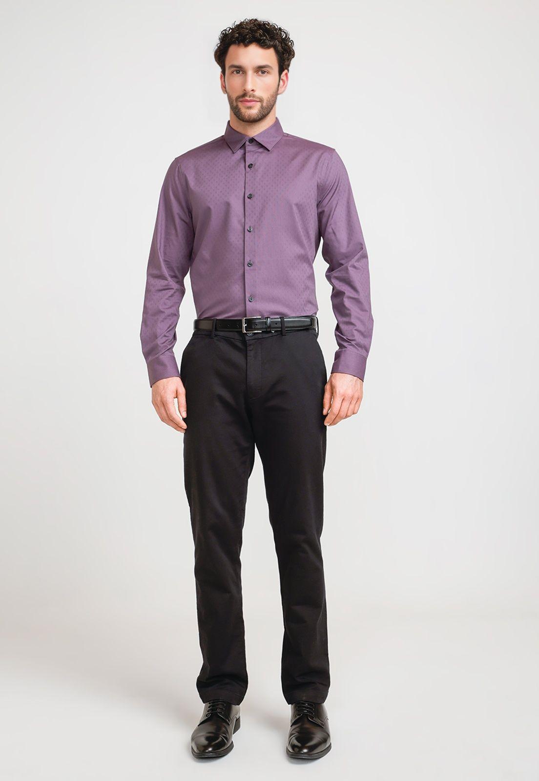 Camisa Hombre Jacquard Morado-3