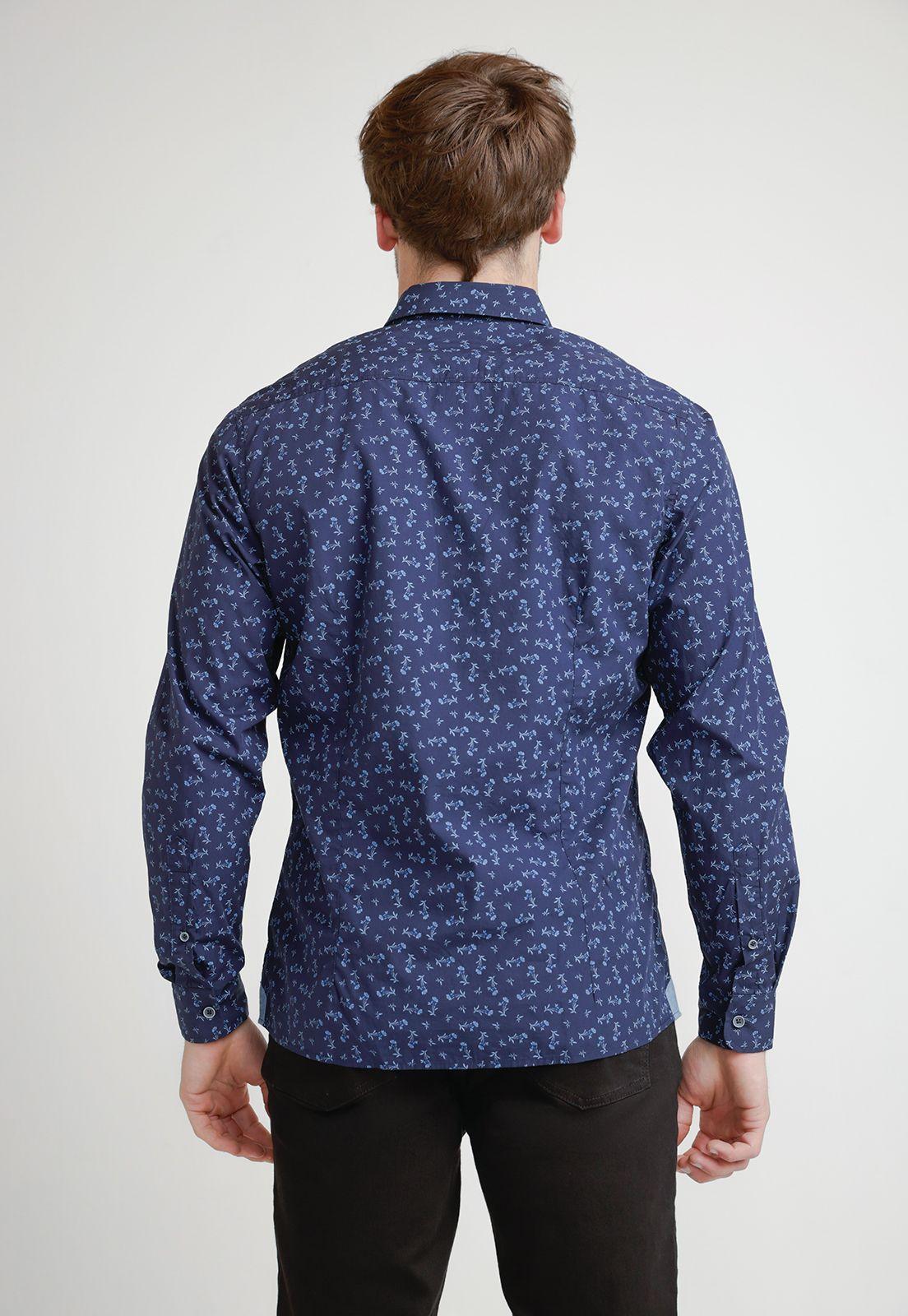 Camisa Hombre Algodón Estampada Slim Baymax Azul Marino-1