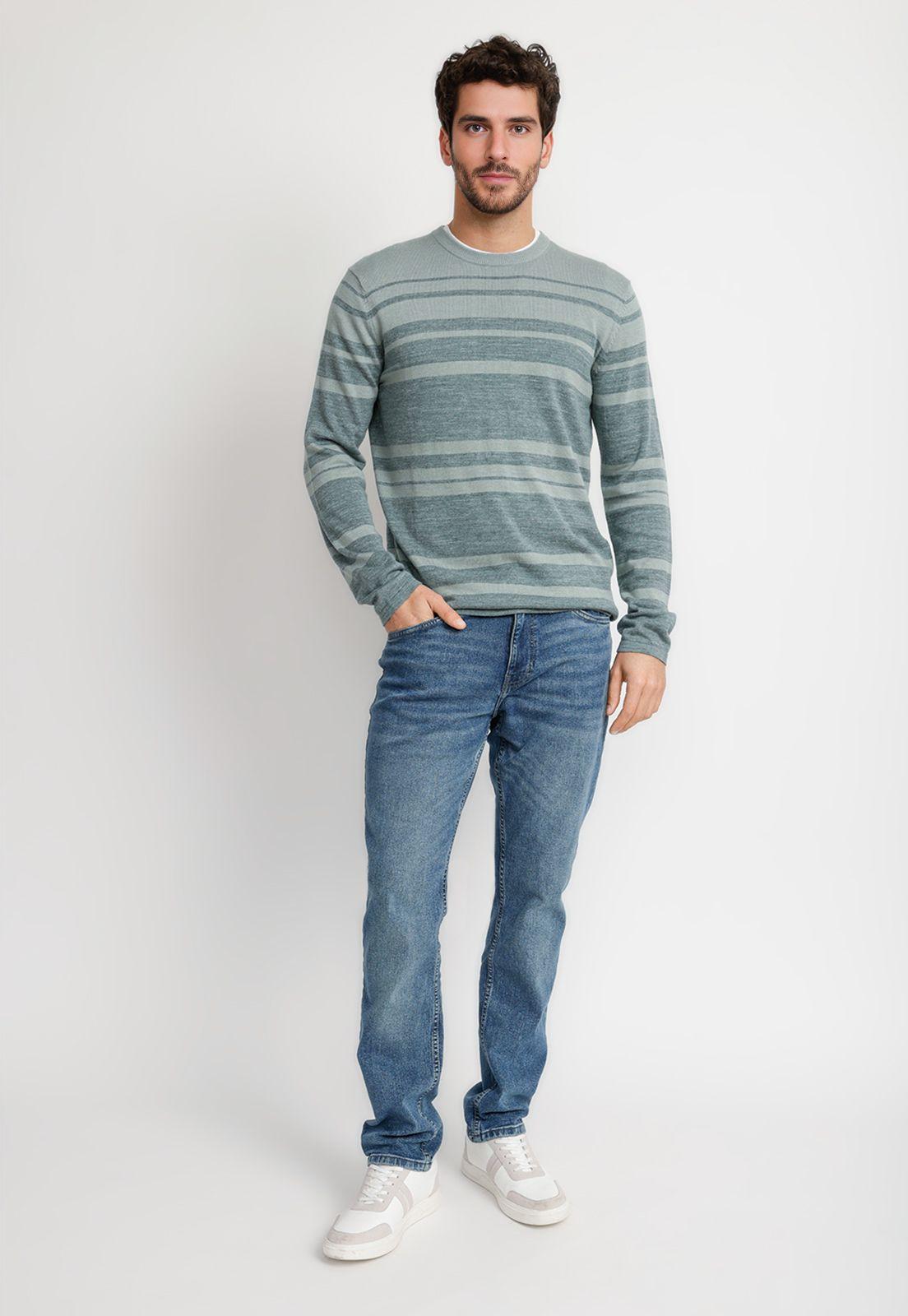 Sweater Hombre Cuello Redondo Verde Agua-3