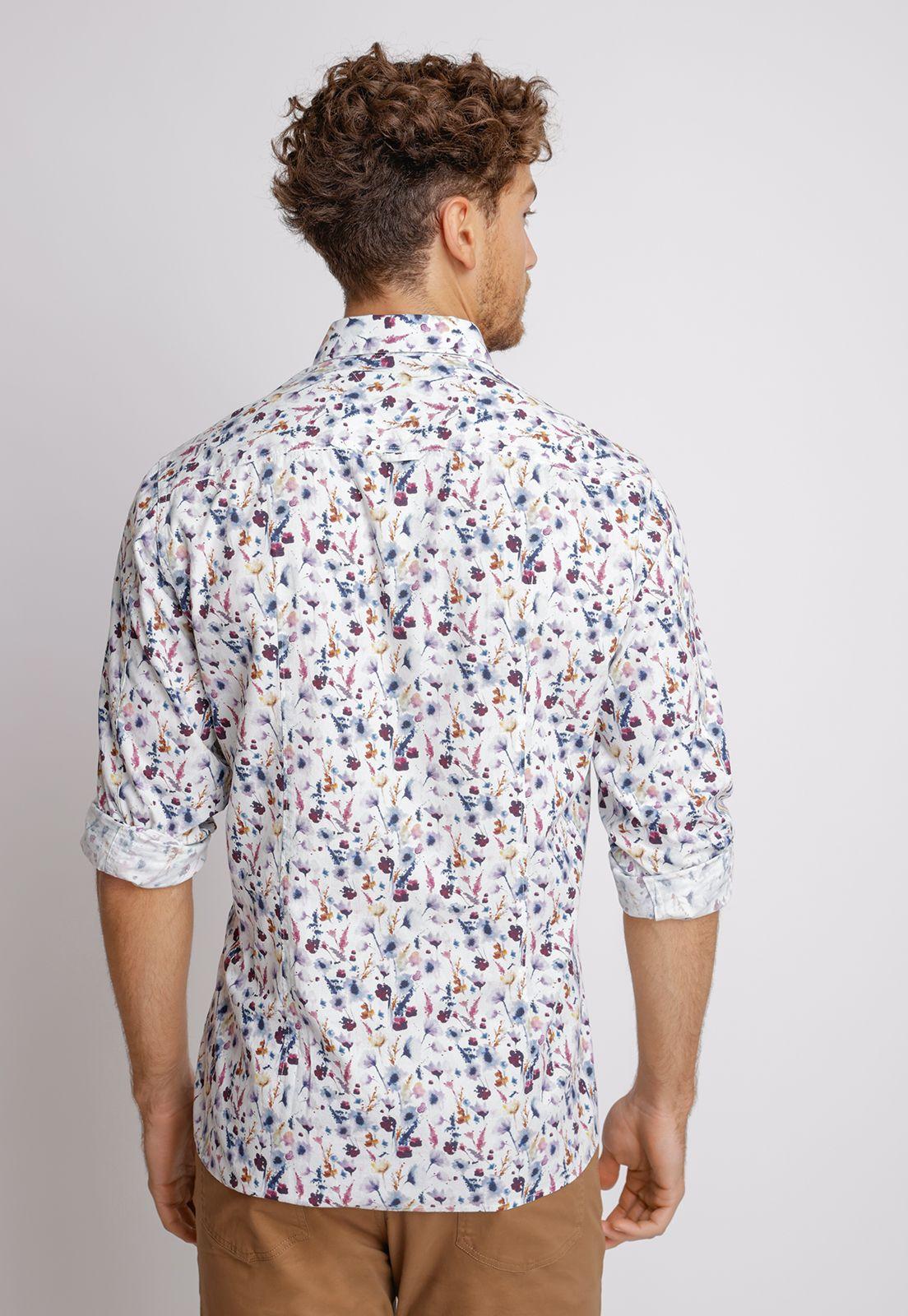 Camisa Manga Larga hombre Casual Slim Fit Baymax Algodón Blanco-1