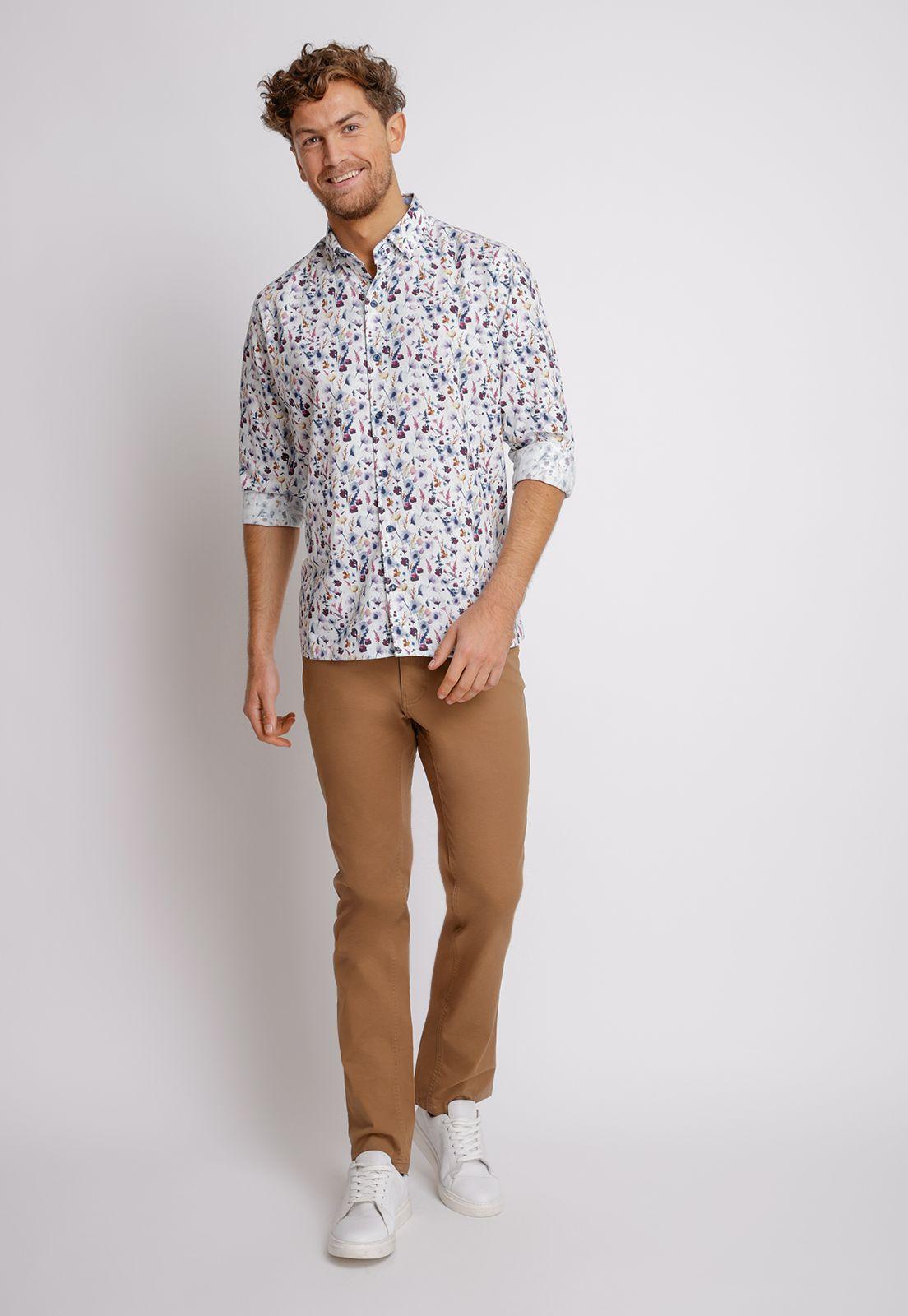 Camisa Manga Larga hombre Casual Slim Fit Baymax Algodón Blanco-3