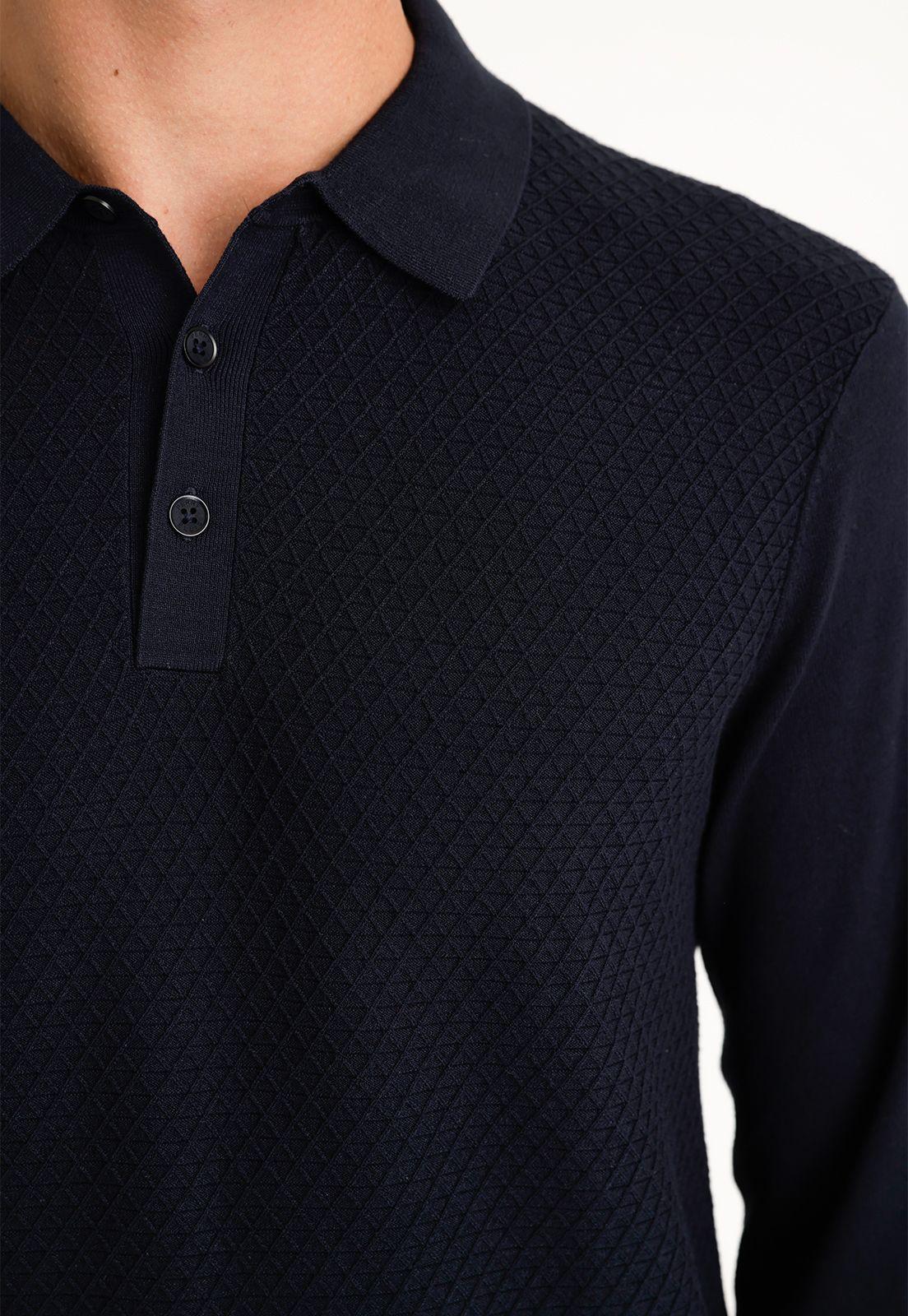 Polera Hombre Polo Manga Larga Knit-2