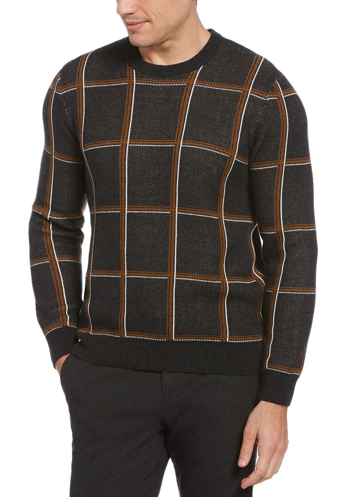 Sweater Diseño A Cuadros Gris Oscuro-0