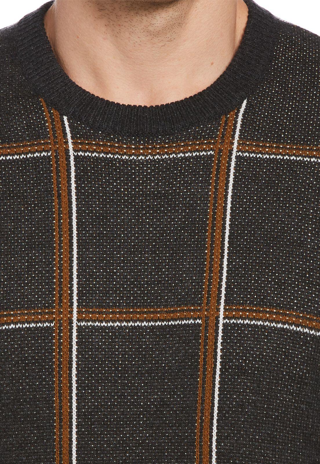 Sweater Diseño A Cuadros Gris Oscuro-2