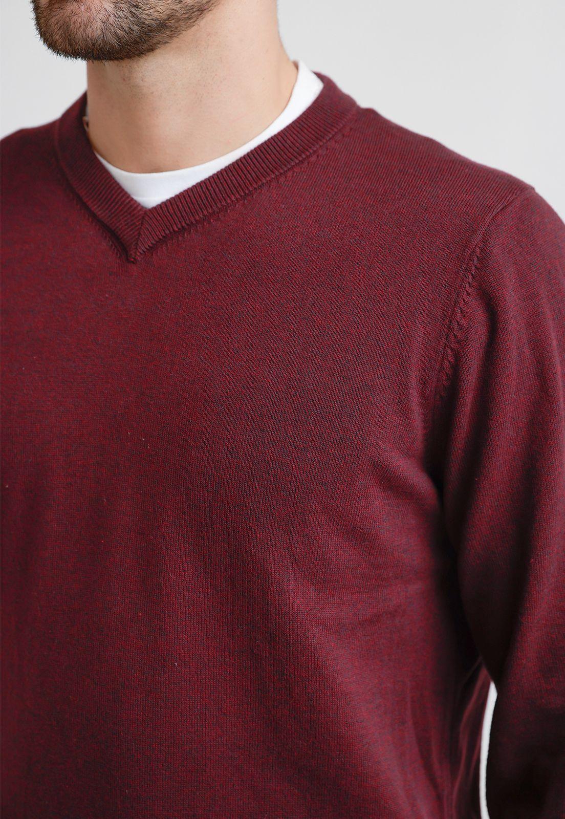 Sweater Hombre Cuello V Parrot Burdeo-2