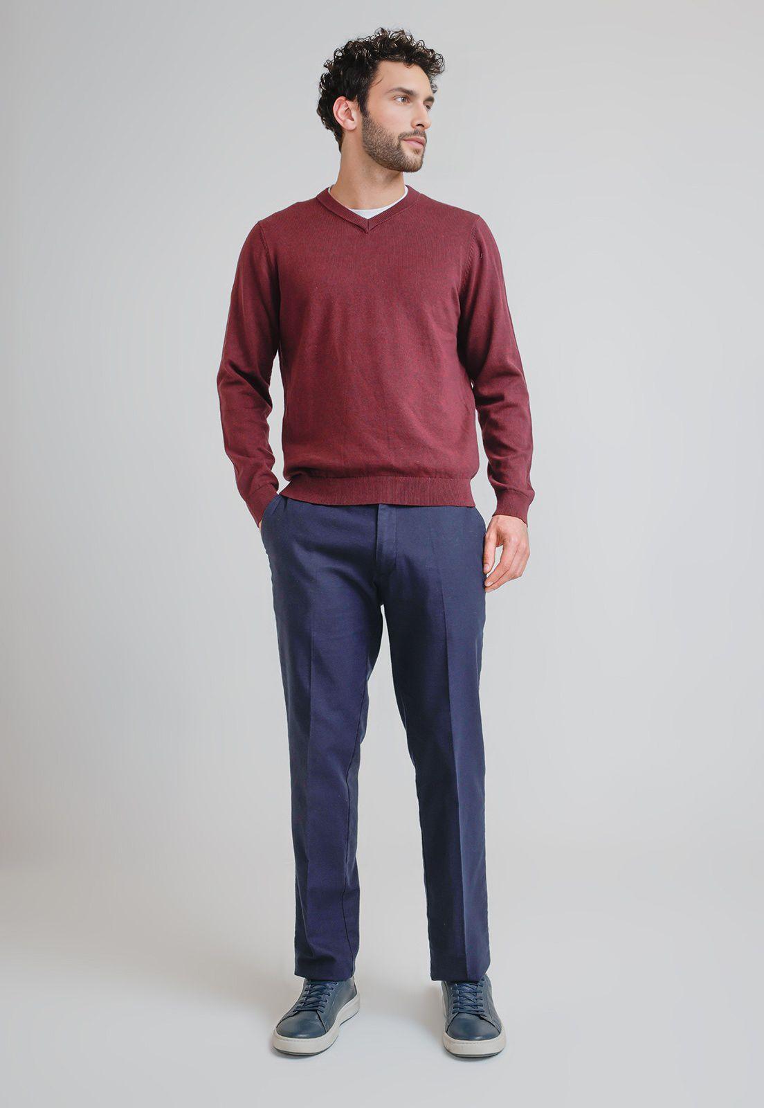 Sweater Hombre Cuello V Parrot Burdeo-3