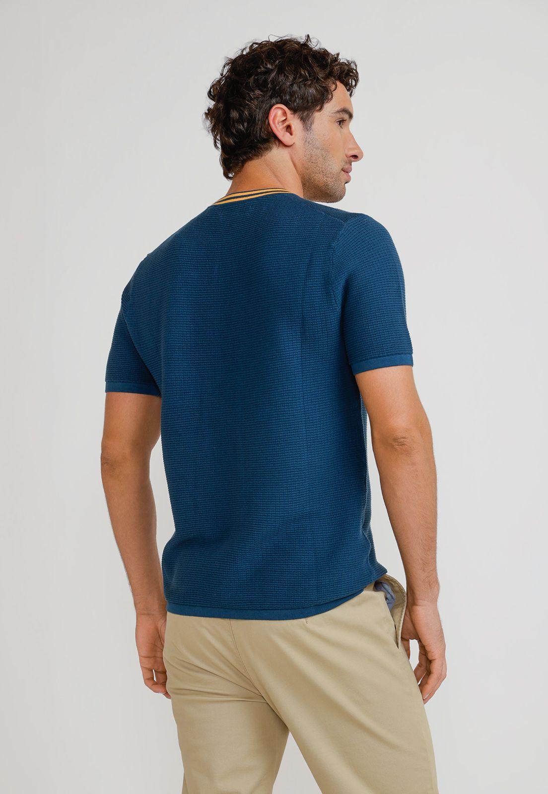 Polera Hombre Manga Corta Azul Petróleo-1