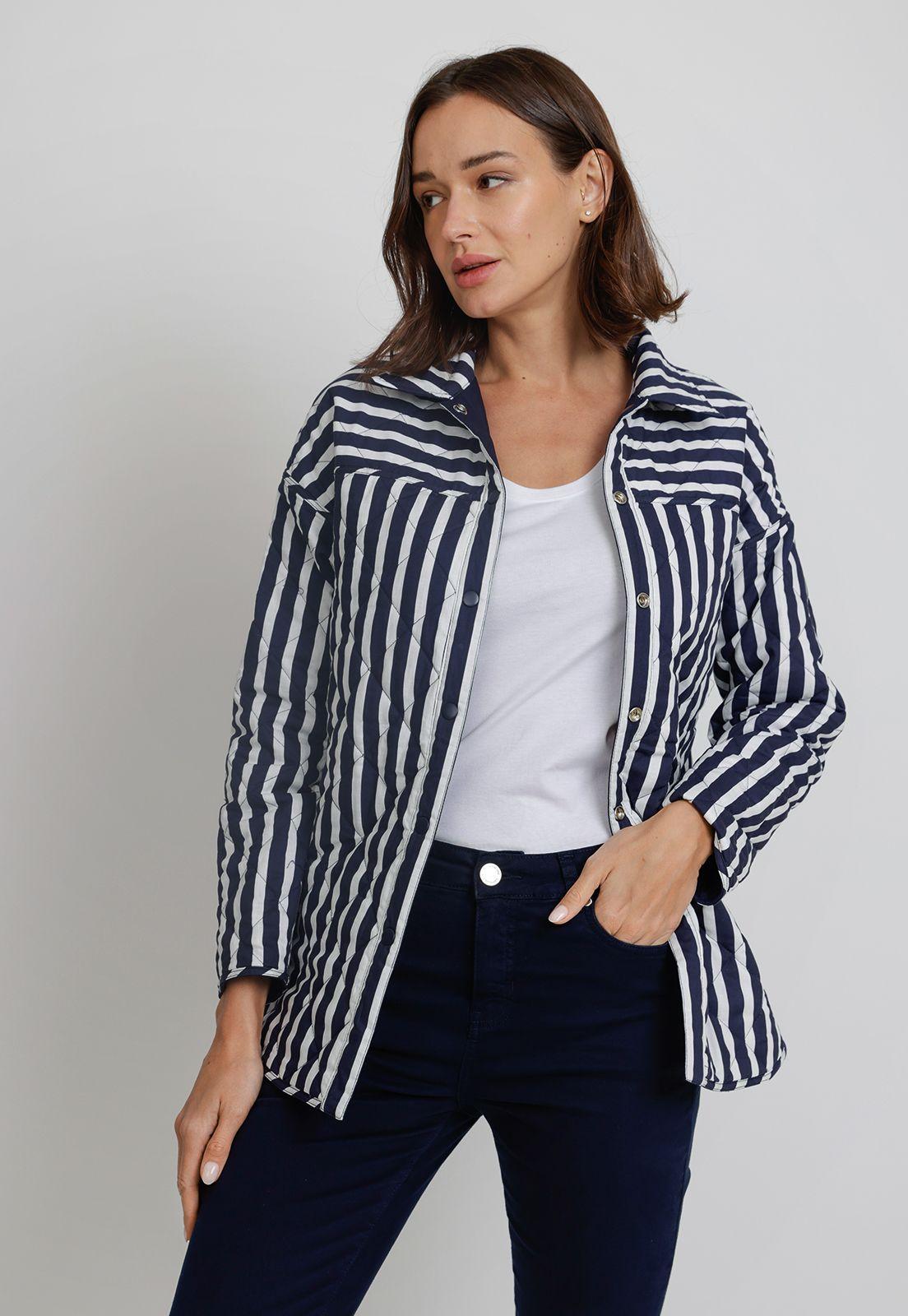 Chaqueta Reversible De Mujer Lines Indigo-1