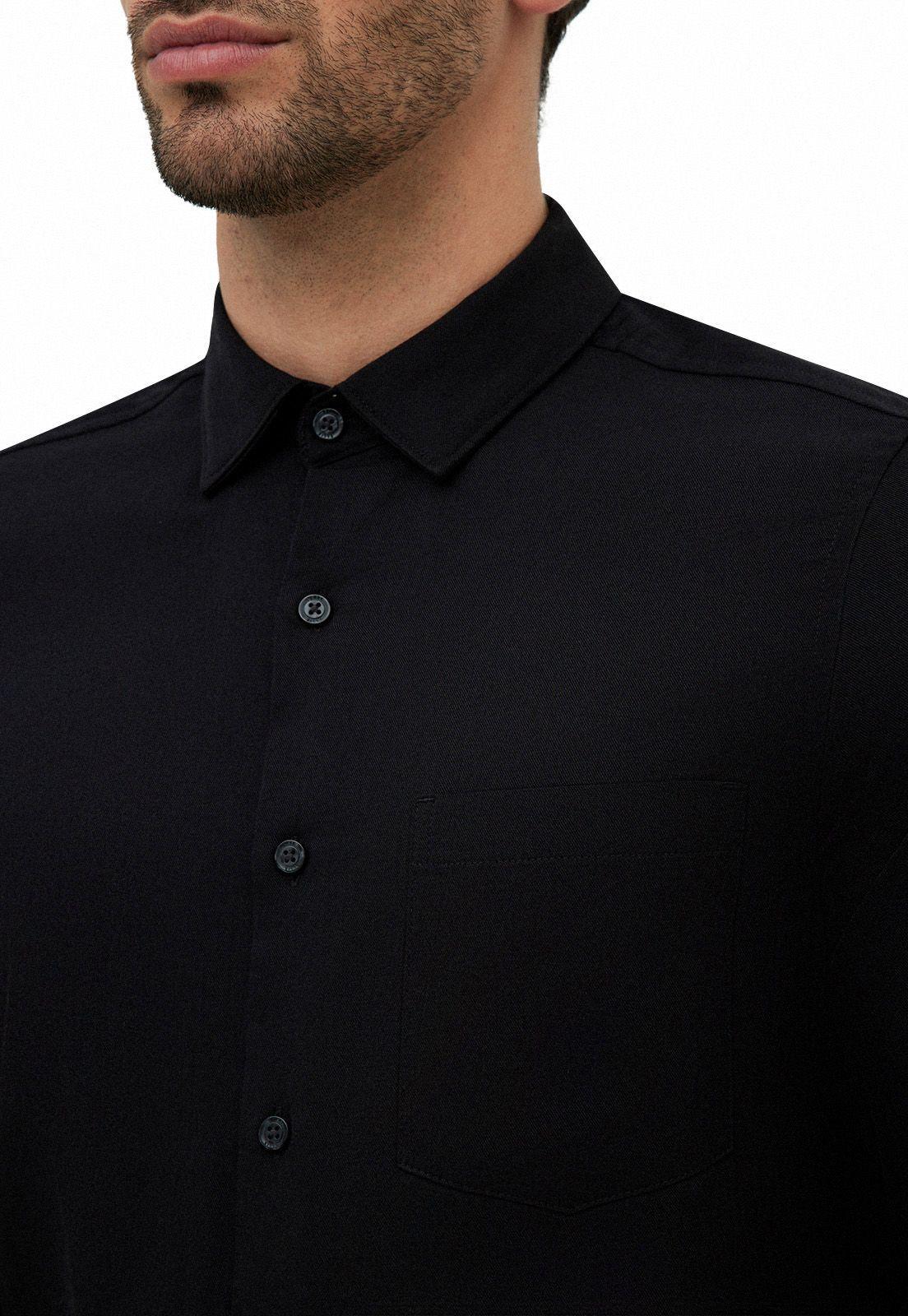 Camisa Casual Lisa Negra Negro-2