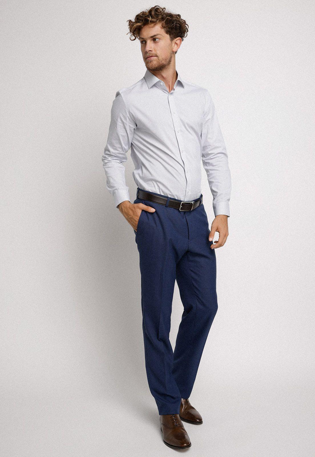 Camisa Formal Dynamic Blanco / Azul-3