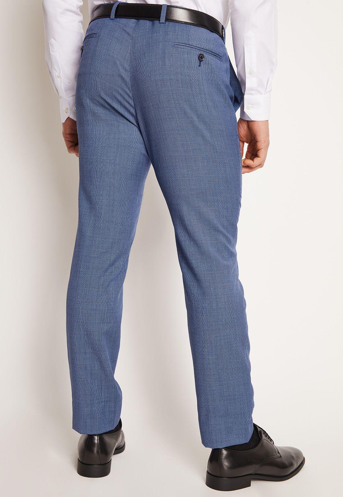 Traje Formal Lana Microdiseño Azul Medio-5