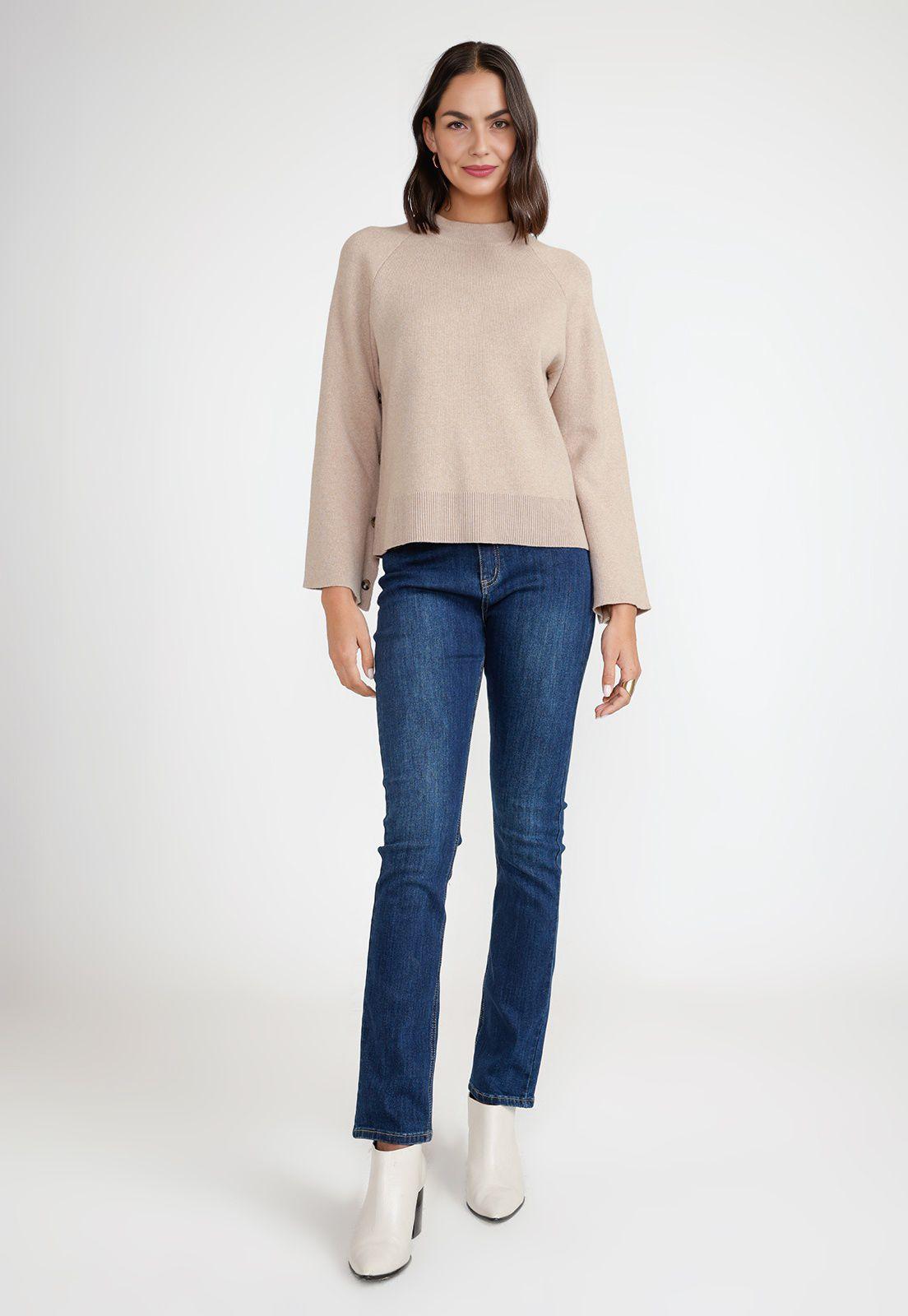 Sweater Mujer Algodón Beige-3