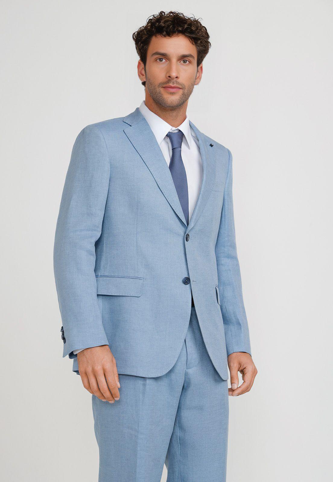 Chaqueta Hombre Formal Lino Mix&Color Celeste-0