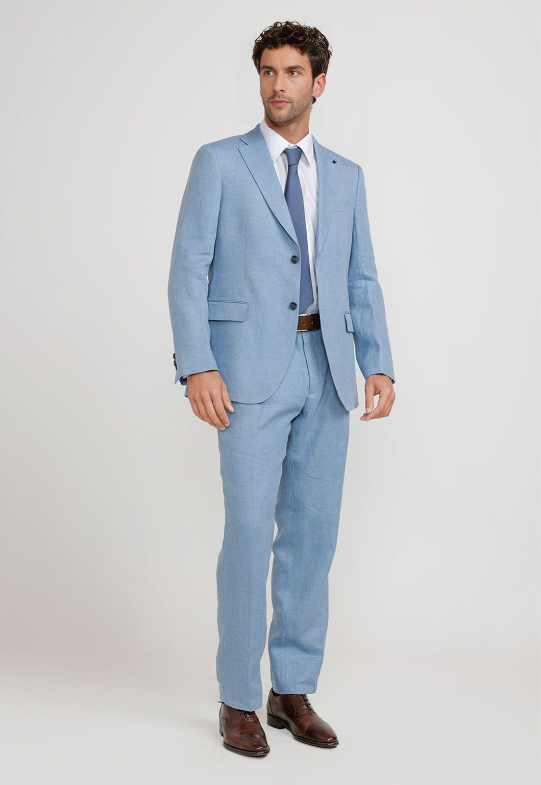 Chaqueta Hombre Formal Lino Mix&Color Celeste-3