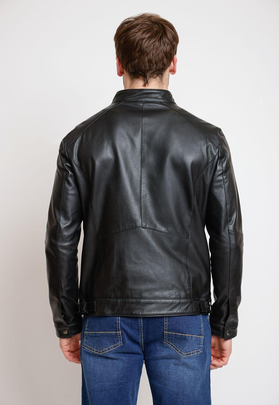 Chaqueta Hombre Cuero Liso Slim Amancio Negro-1