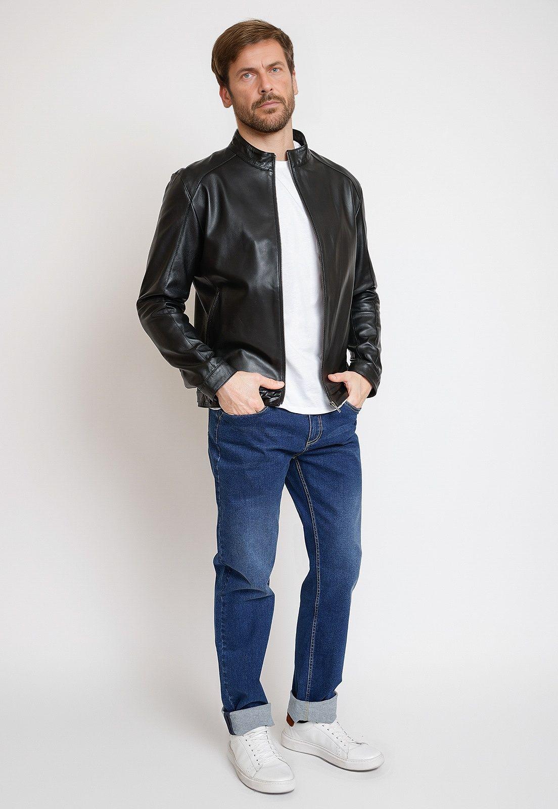 Chaqueta Hombre Cuero Liso Slim Amancio Negro-3