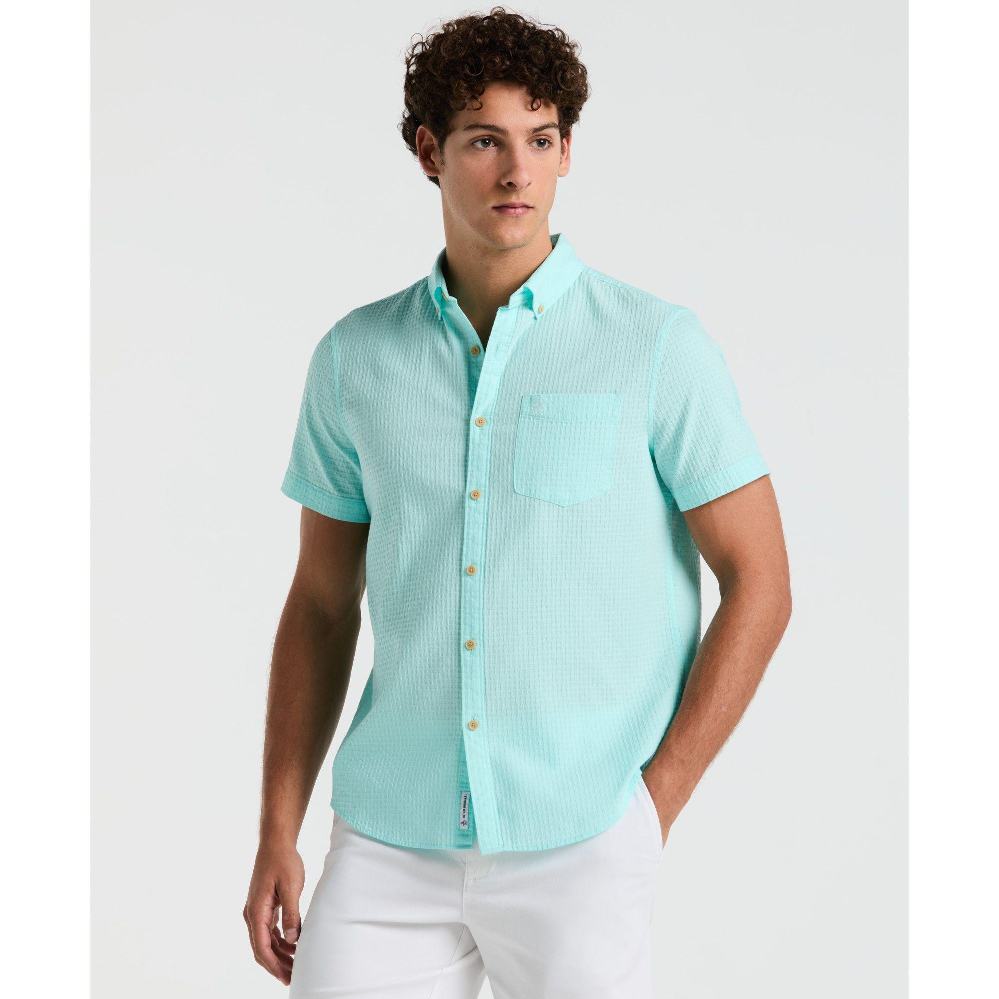 Camisa Hombre Manga Corta Celeste OPWS2510-0