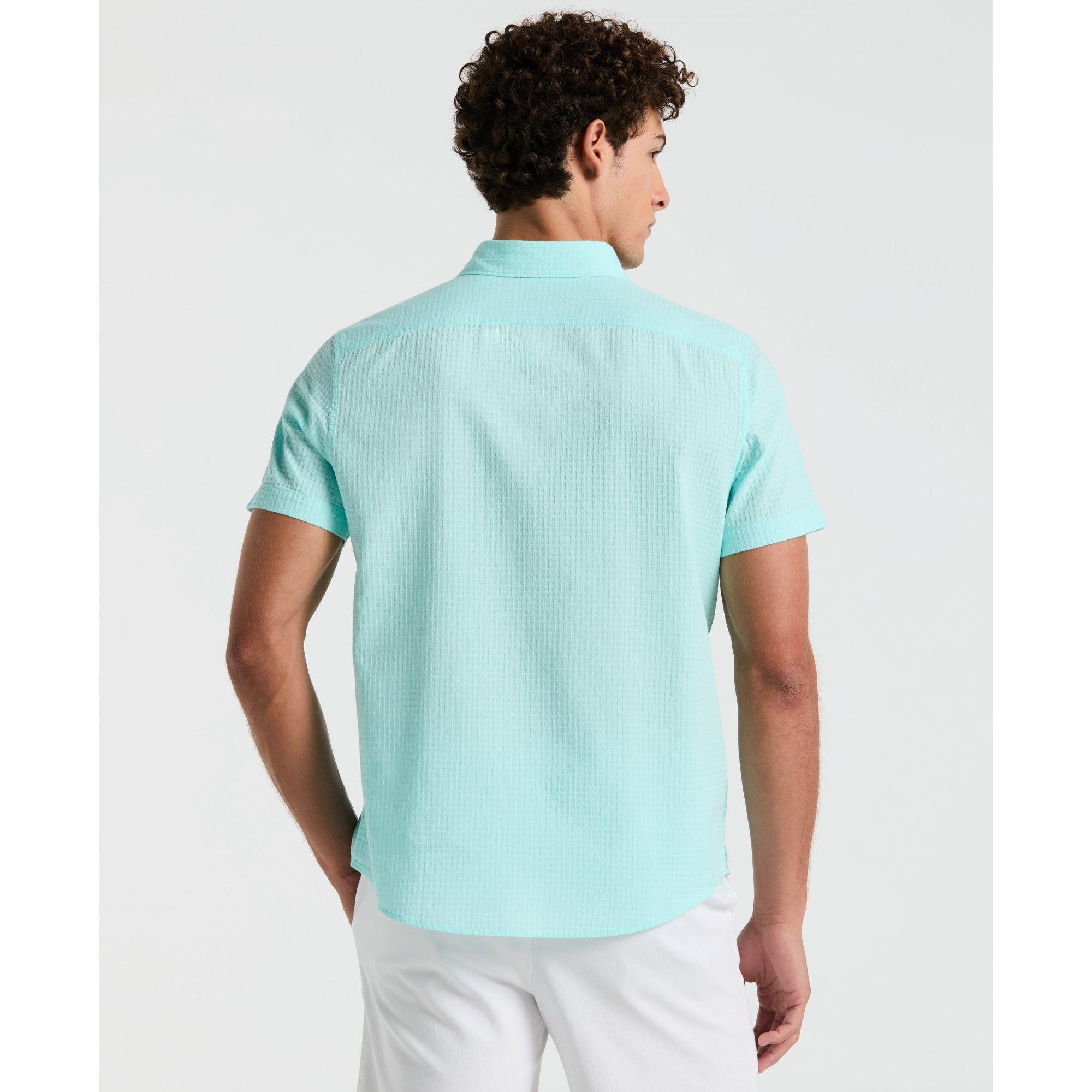 Camisa Hombre Manga Corta Celeste OPWS2510-1