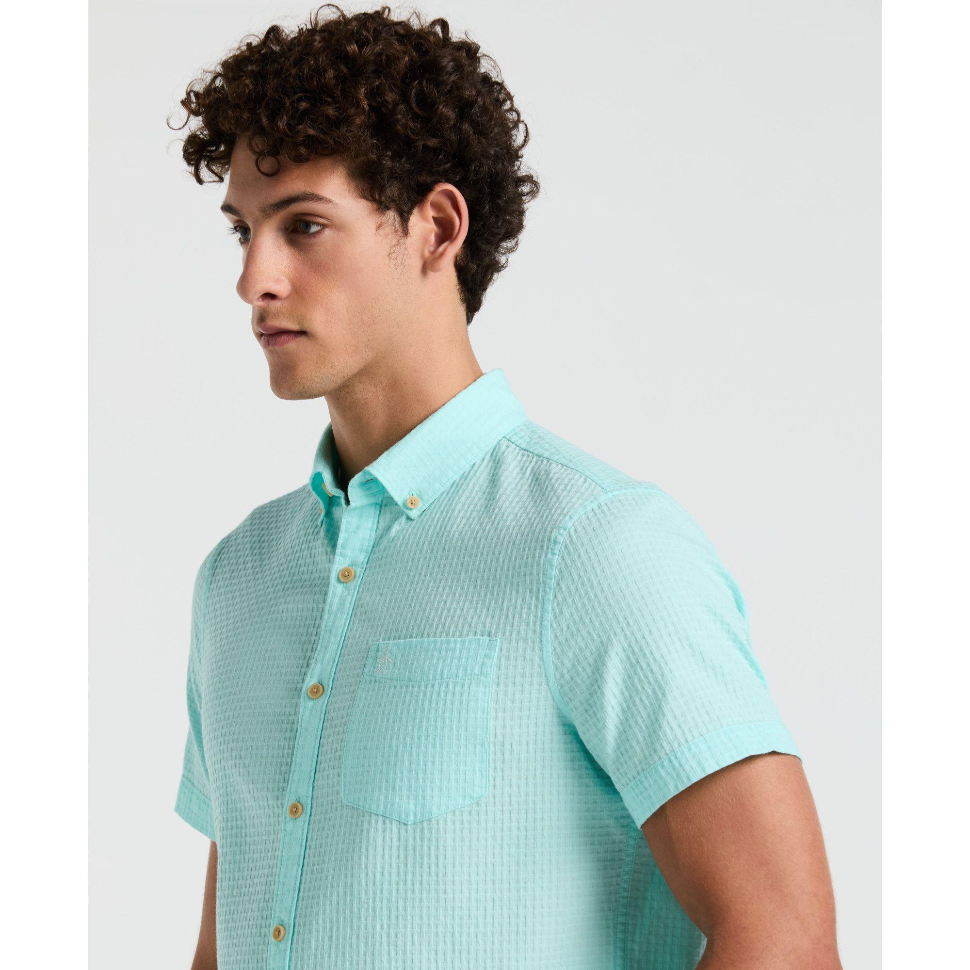 Camisa Hombre Manga Corta Celeste OPWS2510-2