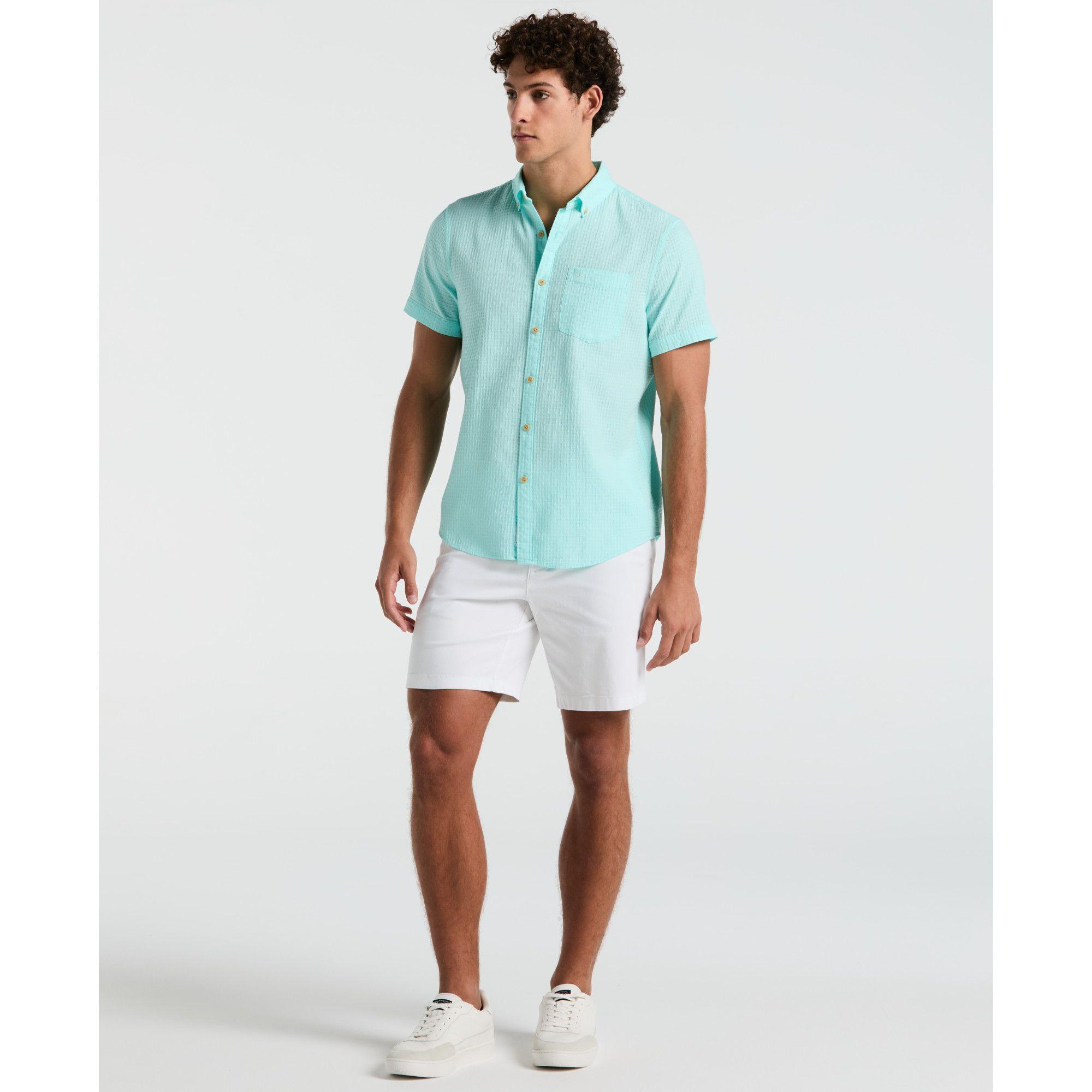 Camisa Hombre Manga Corta Celeste OPWS2510-3