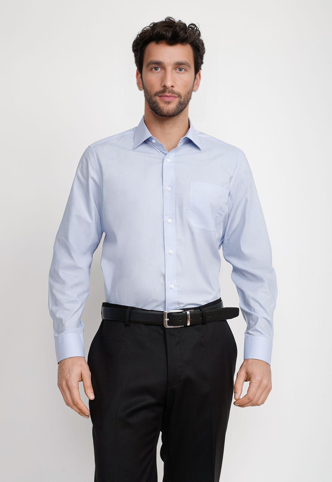 Camisa Hombre Formal Popelina Classic Celeste-0