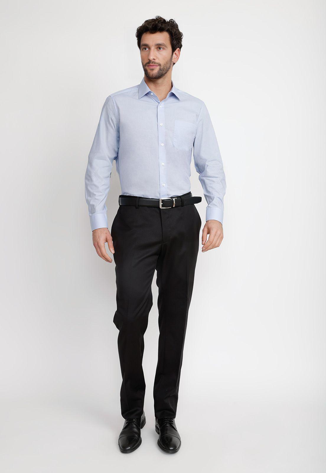 Camisa Hombre Formal Popelina Classic Celeste-1