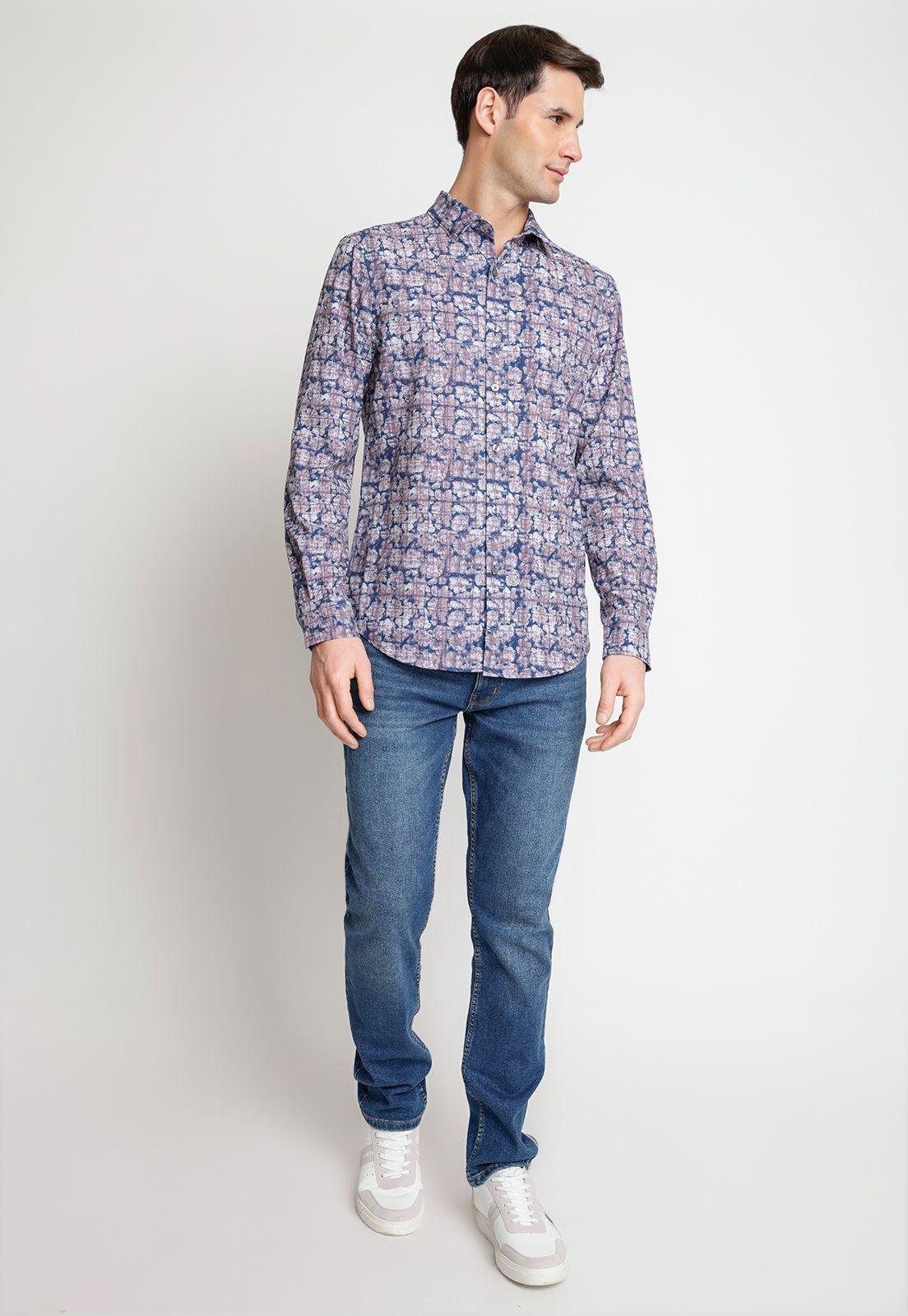 Camisa Hombre Manga Larga Stretch Estampada Grape-3
