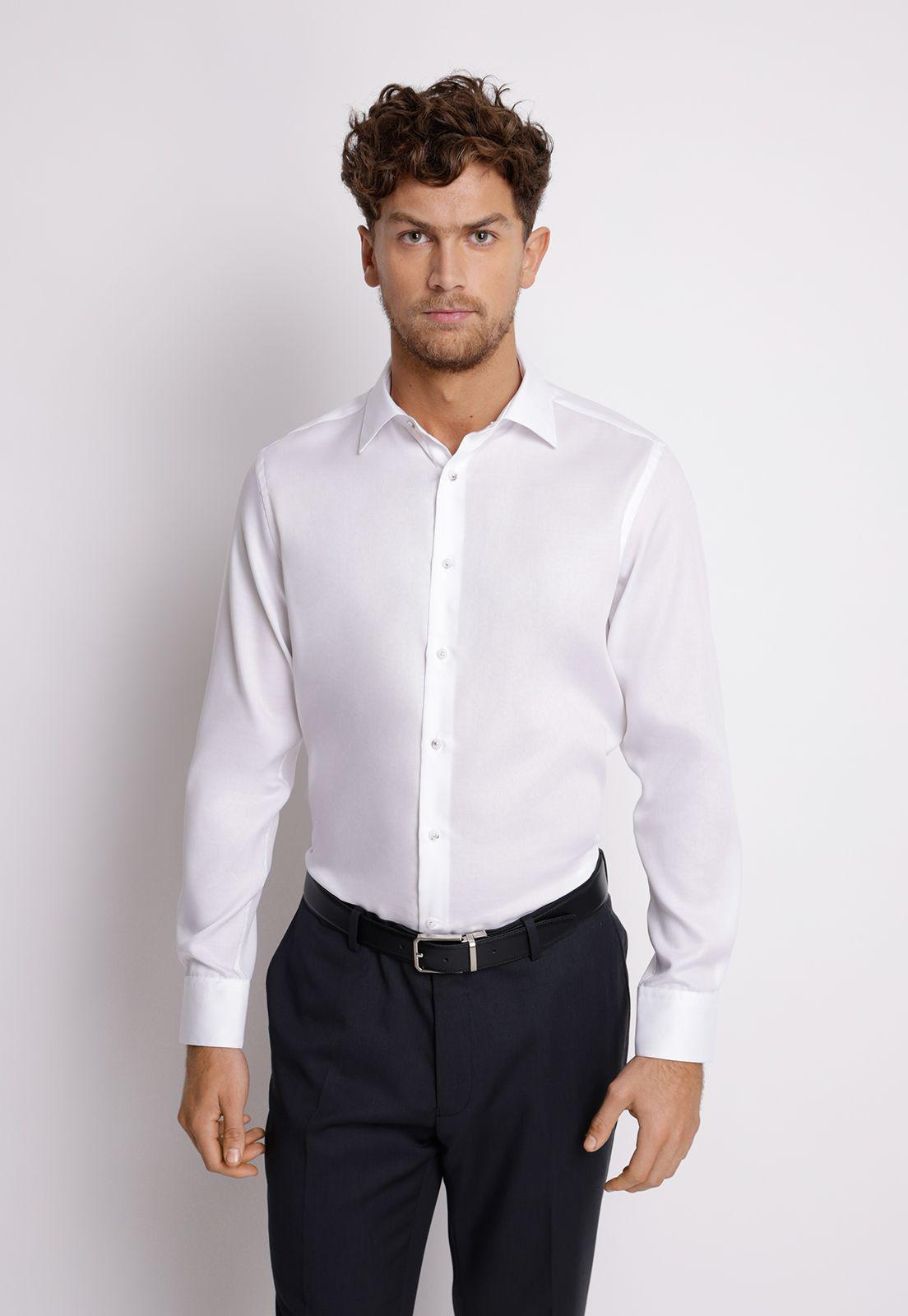 Camisa hombre Formal Slim Fit Vercelli Algodón Blanco Non Iron (Libre de Arrugas)-0