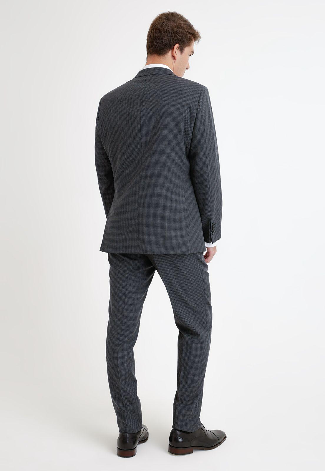 Traje Formal Hombre Lana Fantasía Regular Business Gris Oscuro-3