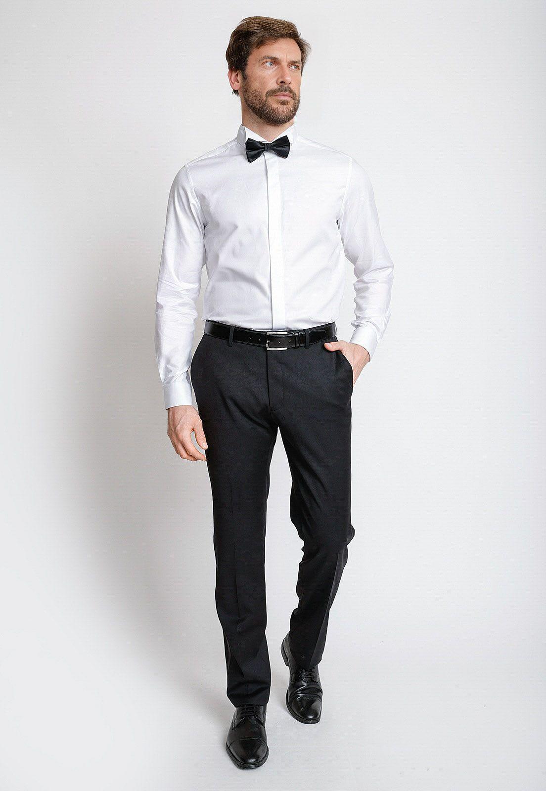 Camisa Formal Hombre Algodón Textura Slim Luxury Blanco-3