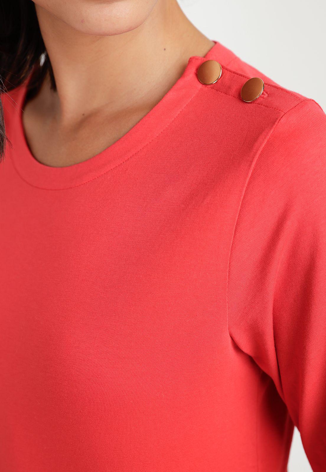 Polera Manga 3/4 Mujer Algodón Peruano Rojo-2