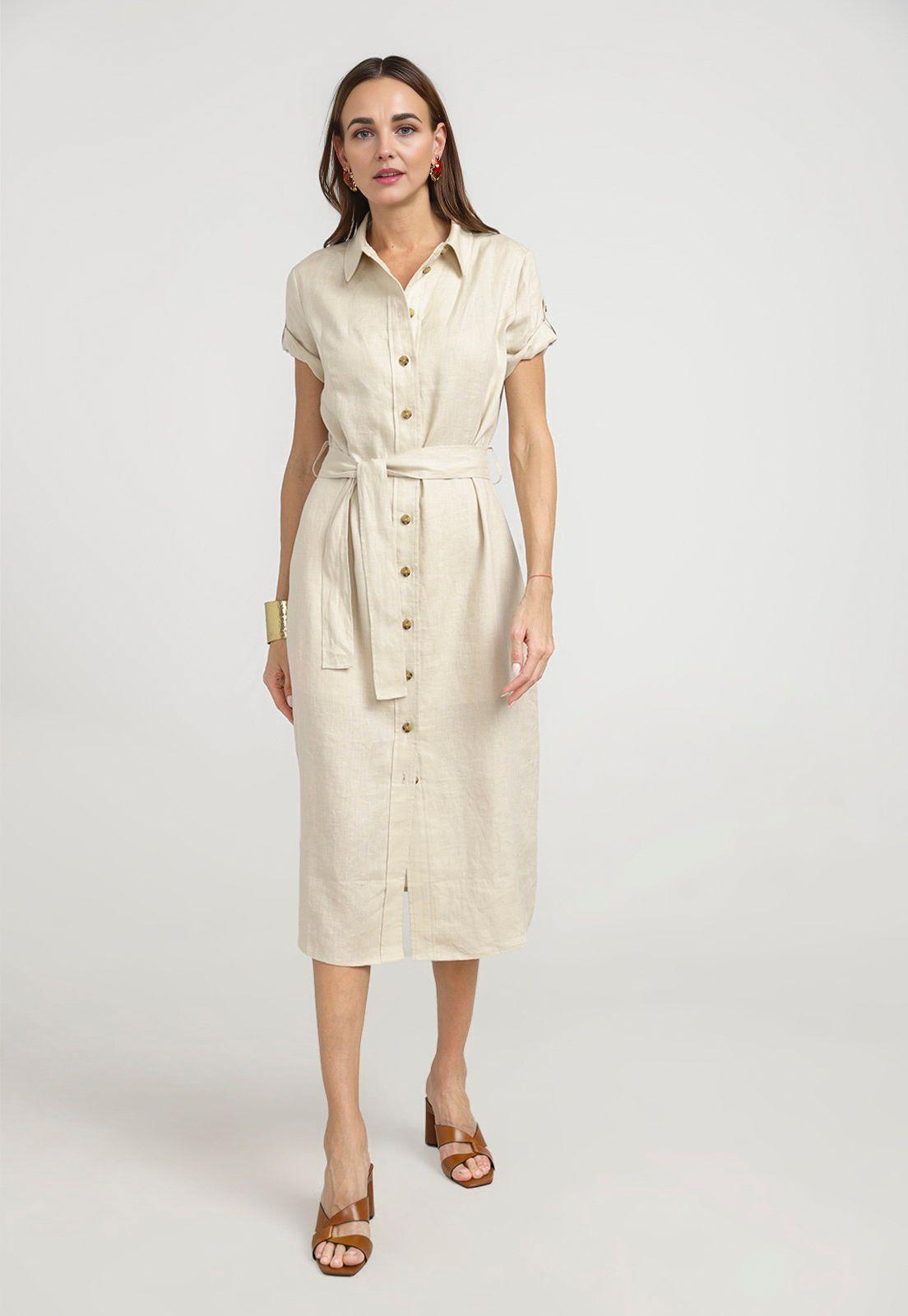 Vestido Mujer Sevilla Lino Beige-3