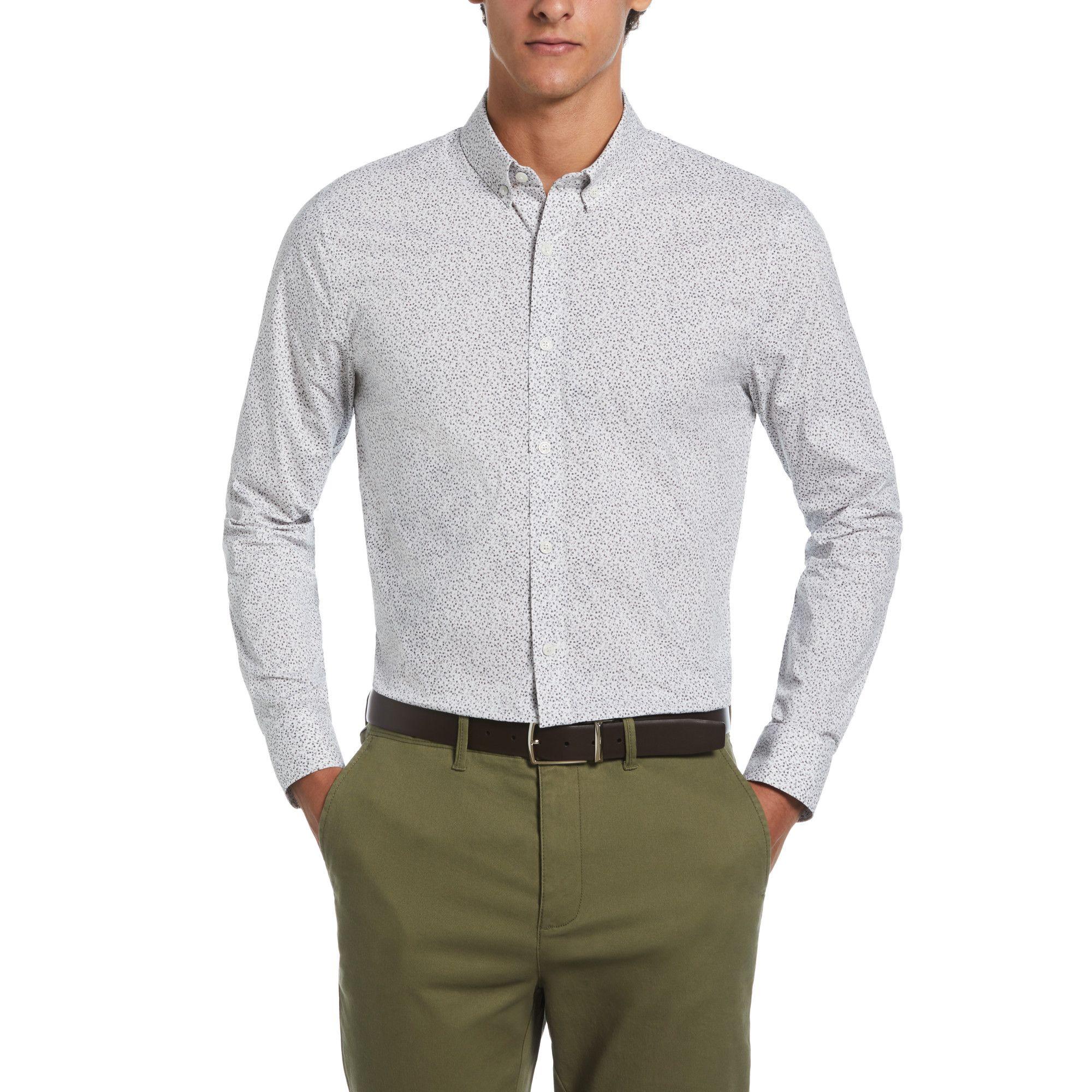 Camisa De Hombre Formal Algodón Estampado Gris-0