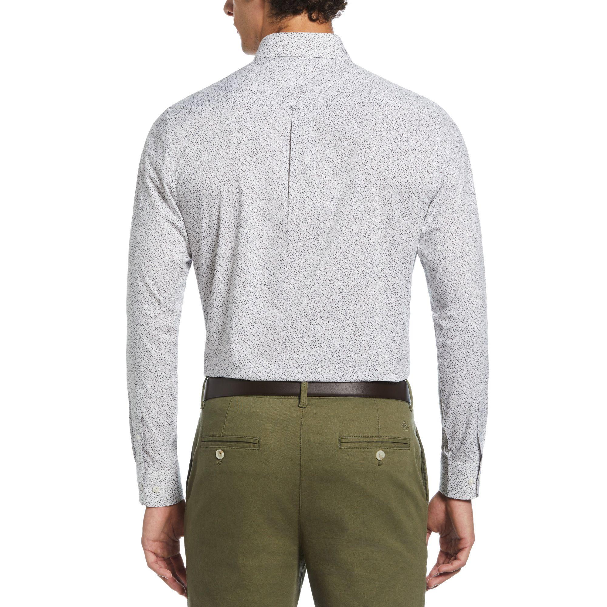 Camisa De Hombre Formal Algodón Estampado Gris-1