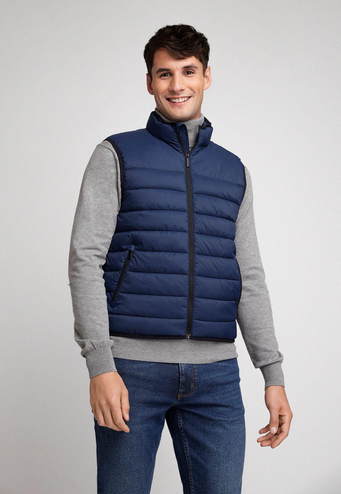 Parka Sin Mangas Acolchada Azul-0