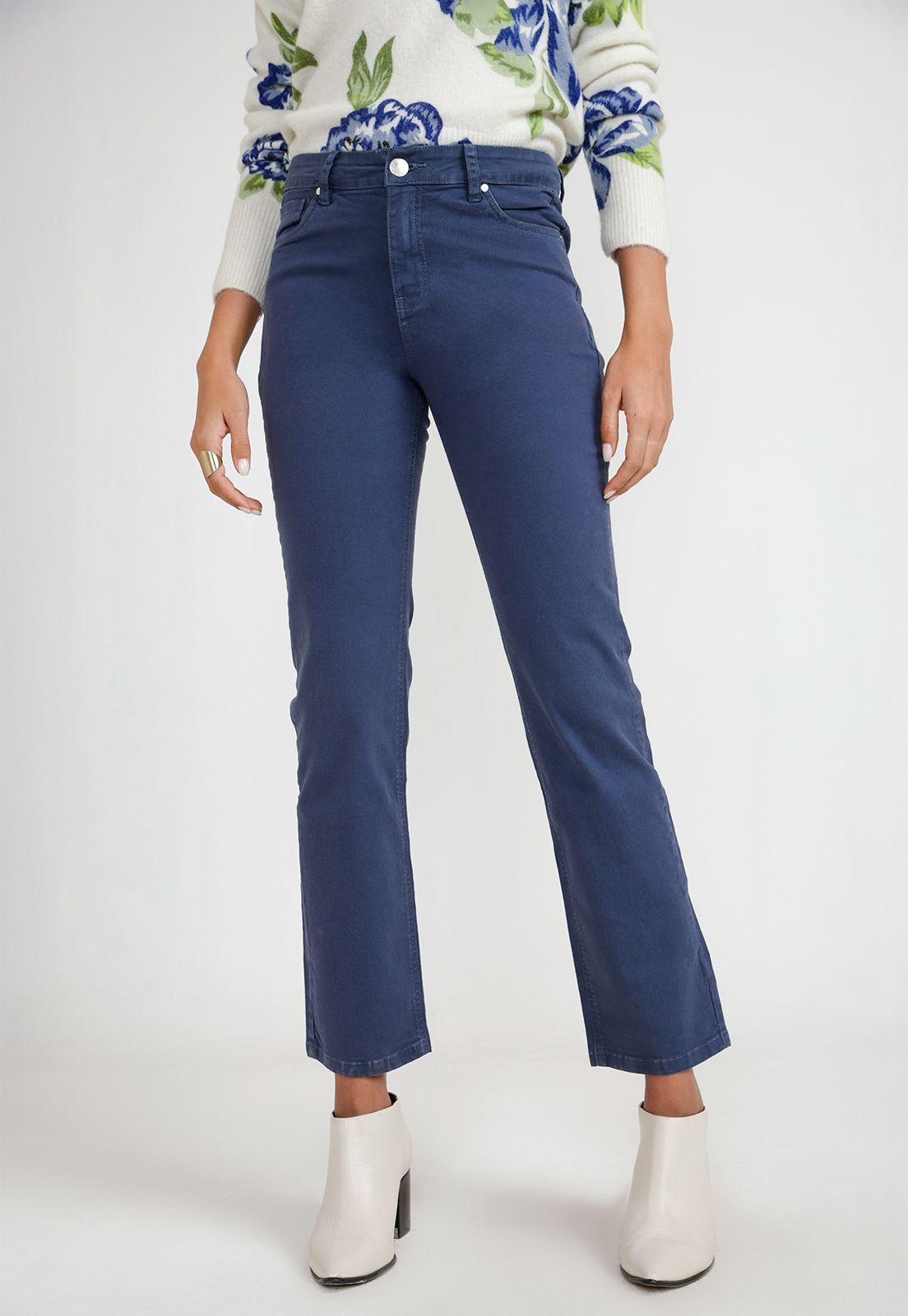 Pantalón Básico Mujer Algodón Peruano Marino-0