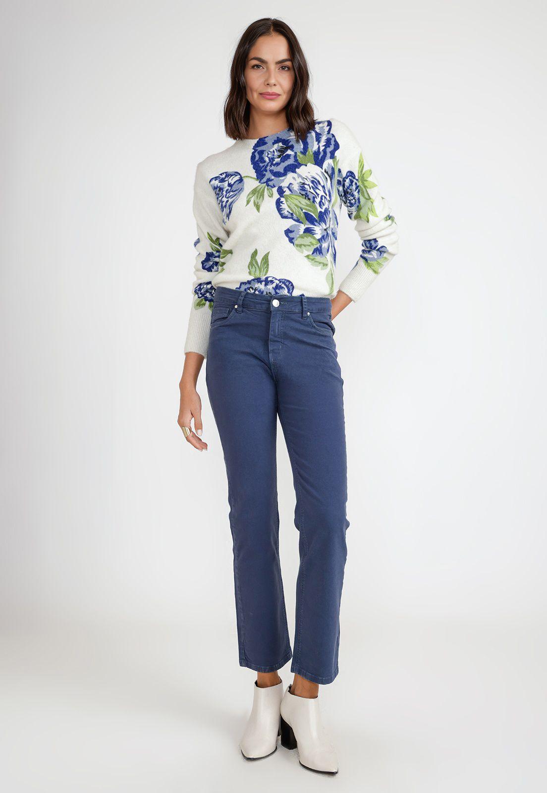 Pantalón Básico Mujer Algodón Peruano Marino-3