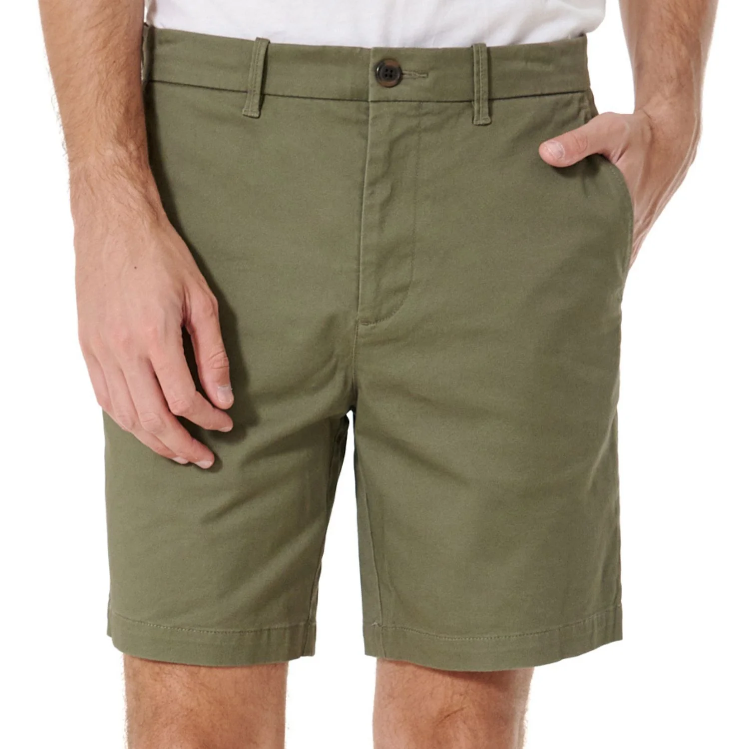 Bermuda De Hombre Algodón Liso Militar-2