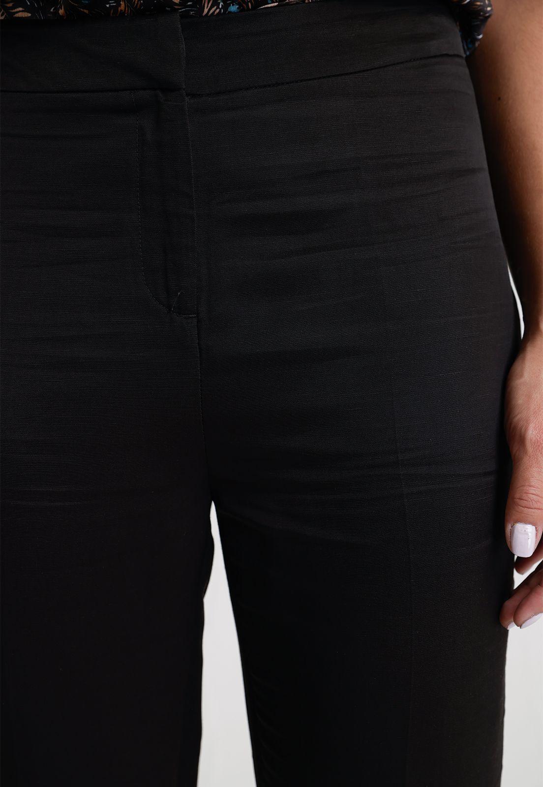 Pantalón De Mujer Ceitán En Mezcla De Lino Color Negro-2